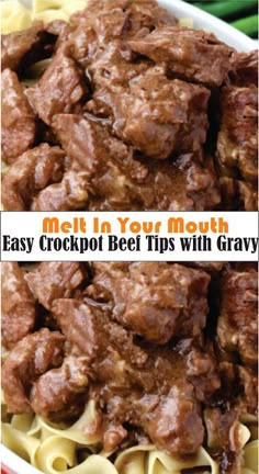 meat in your mouth easy crockpot beef tips with gravy on top