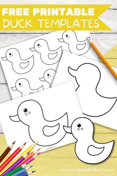 free printable duck templates for kids to color and practice their drawing skills with