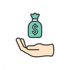 a hand holding a money bag with a dollar sign in it