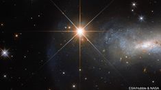 an image of a star cluster in the sky with stars all around it and some bright lights