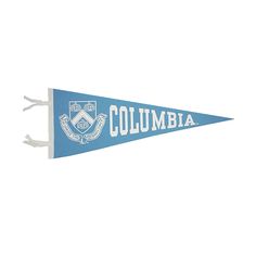 a blue and white pennant with the word columbia on it