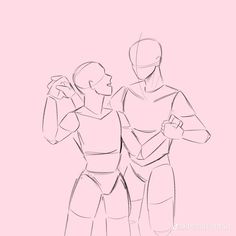 a drawing of two people standing next to each other