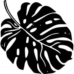 a black and white silhouette of a leaf