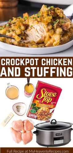 the crockpot chicken and stuffing recipe is shown