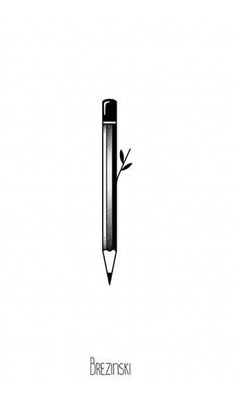 a black and white drawing of a pencil