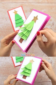 someone is making christmas cards out of paper