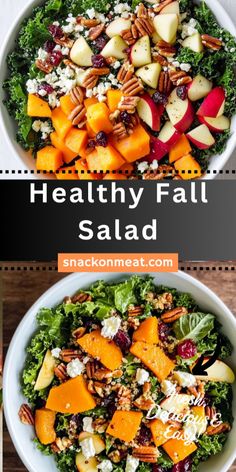 healthy fall salad with apples, cranberries and pecans