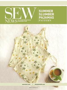 the cover of sew magazine features two sunflowers and a cup of tea