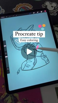 an ipad with the text procreate tip easy coloring on it's screen
