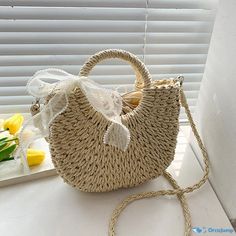 OrcaJump - Artisan Handwoven Rattan Bag in Khaki Beige (Available in Two Sizes) Cream Handheld Satchel For Summer, Handheld Woven Beach Bag In Beige, Casual Woven Satchel For Summer, Casual Cream Summer Satchel, Casual Natural Color Shoulder Bag For Gift, Casual Cream Satchel For Summer, Casual Natural Shoulder Bag For Gift, Beige Straw Shoulder Bag Gift, Summer Cream Satchel With Braided Handles