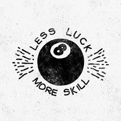 a black and white logo with the words limit less luck, more skill