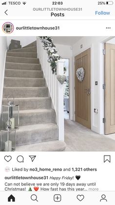 the stairs in this house have been decorated with christmas wreaths and garland on them