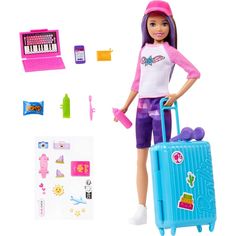 a doll with a suitcase and accessories