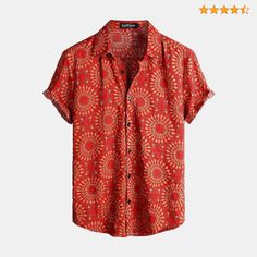 VATPAVE Mens Casual Hawaiian Floral Shirts Short Sleeve Button Down Tropical Shirts Beach Summer Shirts Large Red Green Sublimation Shirts, Floral Hawaiian Shirt, Sublime Shirt, Hawaiian Beach, Tropical Shirts, Vintage Shorts, Printed Sleeves, Retro Prints