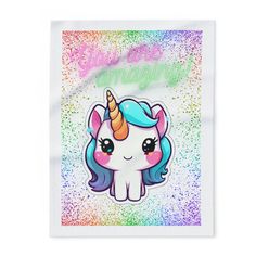 a unicorn sticker with glitter on it