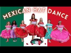 the mexican dancers are posing in their colorful outfits for a photo with text that reads, mexican hat dance