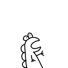 a black and white drawing of a cartoon character with eyes wide open looking at something