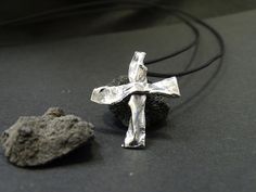 Special gift Unusual Cross Necklace Men Oxidized Silver Rustic Pendant, Hand carved Gift for Boyfriend, Silver Men Christian Jewelry, Minimalist Necklace, Protection Necklace, Boyfriend Gift. This is a Unique and absolutely handmade CROSS pendant necklace.  It is made by high quality of Sterling Silver metal. Each piece made by hand, with mini tools and hand tools ,as people has used in Ancient Greece. It is 100% Hand carved. Feel proud to wear an absolutely hand carved and crumpled metal PROTECTION AMULET. You can do the difference! ---Sterling Silver ---Silver 925 ---Black Patina  ---Crumpled silver ---Hand Carved  ---Handmade  ---Hand Engraved  ---Height: 30mm / 1.18 inches ---Width: 26mm / 1.02 inches IMPORTANT: Please before you buy any of our creations be sure for the dimensions. Hand Cast Cross Necklace For A Gift, Hand Cast Cross Necklaces As Gifts, Hand Cast Cross Necklace For Gifts, Hand Cast Cross Necklaces For Gifts, Gift Sterling Silver Cross Necklace With Oxidized Finish, Oxidized Cross Pendant Necklace For Gift, Gift Oxidized Cross Pendant Necklace, Spiritual Oxidized Pendant Cross Necklace, Spiritual Oxidized Cross Pendant Jewelry