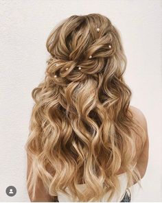 Half Up Half Down Wedding Hair Pearl Pins, Braids For Men, Bridal Hair Half Up, Bridemaids Hairstyles, Cute Prom Hairstyles, Fishtail Braids, Wedding Hair Half, Formal Hairstyles For Long Hair, Braided Hairstyles For Kids