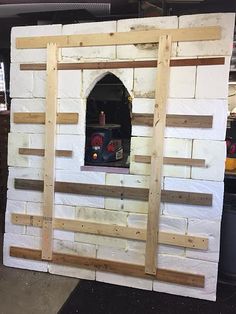 a white brick oven sitting inside of a kitchen