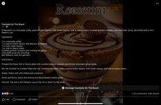 an image of a chocolate dessert on the webpage for resenti's website