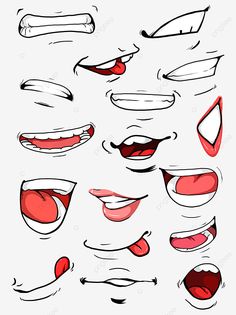 cartoon mouths with different expressions and shapes, mouth, smile, expression png and psd