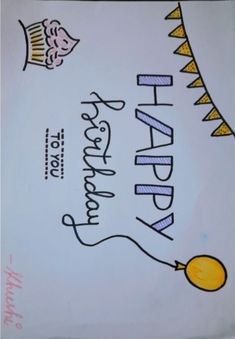 a happy birthday card with an orange balloon