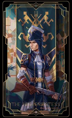 Arcane Tarot Cards, Arcane Poster, Art Wallpaper Aesthetic, Arcane Caitlyn, Arcane Fanart, Character Card, The High Priestess