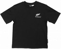 a black t - shirt with an all blacks logo on the chest and white letters