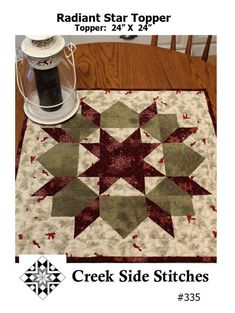 Radiant Star Rose Quilts, Stars Table Topper, Christmas Table Toppers, Table Topper Patterns, Rose Quilt, Winter Wishes, Table Quilts, Side Stitch, Placemats Patterns