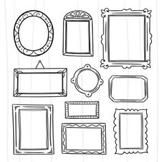 a set of hand drawn frames for photos and pictures on a white background with clippings