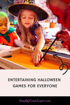 two children are playing with halloween games for everyone