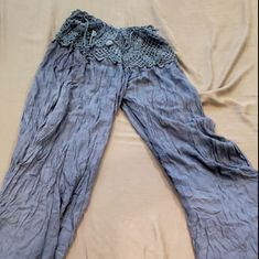 Blue Boho Flare Pants. Size S/M. Stretchy Waist Band. Boho Flare Pants, Boho Pants, Flowy Pants, Pants Blue, Waist Band, Flare Pants, Blue Grey, Pant Jumpsuit, Wide Leg