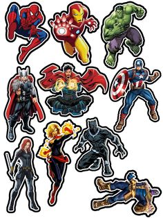 the avengers stickers are all different shapes and sizes