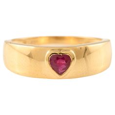 Dainty Heart Cut Ruby Mens Ring, Signet Ring for Her in 18K Gold featuring natural ruby of 0.25 carats. The gorgeous handcrafted ring goes with every style, every occasion or any outfit. Ruby improves mental strength. Designed with heart cut ruby bezel set in center, in a dome ring of solid gold in center that makes it a perfect fit to wear it on your occasion or style it with any of your basic outfit to give it a glam. This is a perfect July Birthstone Jewelry also perfect Handmade Jewelry, Bri Ruby Mens Ring, Mother Daughter Gifts, July Birthstone Jewelry, Gold Gemstone Ring, Contemporary Ring, Dome Ring, Mental Strength, Gold Signet Ring, Heart Gemstone