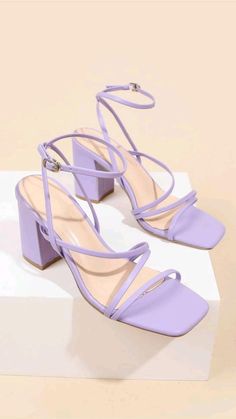 Lavender Heels, Summer Sandals Heels, Purple High Heels, Shein Shoes, Purple Sandals, Purple Heels, White Sandals Heels, Summer Heels