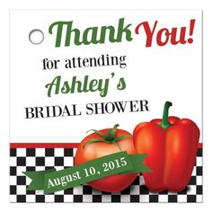 thank you for attending asley's bridal shower sign with two red peppers