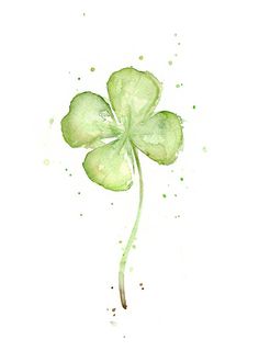 a watercolor painting of a four leaf clover