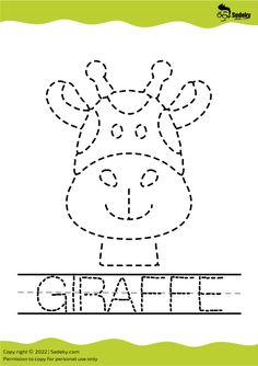 the letter g is for giraffe worksheet with an animal's face