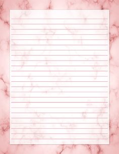 a pink and white marble background with lined paper in the middle, on top of it