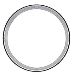 a black and white photo of a round metal frame with an empty space in the center