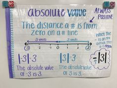 a sign with some writing on it that says absolute value the distance at is from zero on a line