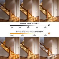 the steps are labeled with different colors and sizes for each stair treading area in this house