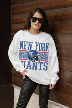 NEW YORK GIANTS FAIR CATCH PREMIUM FLEECE DROP SHOULDER CREWNECK PULLOVER Vintage Football Sweatshirt, Football Sweatshirt, Vintage Football, Long Sleeve Sweatshirt, New York Giants, Long Sleeve Sweatshirts, Drop Shoulder, Ribbed Knit, Fitness Models