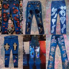 If You Seek To Have A Truly Unique Pair Of Jeans In Your Size, Please Message Me. You Can Send Me Your Pair Of Favorite Jeans And I Can Custom Create Something Spectacular For You At $100-$125 Per Jeans You Sent Or $175-$225 If I Seek The Jeans In Your Size. ( I Can Create A Custom Listing Etc) These Are Statements Of Art To Be Worn So Wonderfully! Free Gift With Every Purchase! Be Sure To Follow My Instagram For Discount Codes, Latest Drops, Fashion Shows @ Farrahnaykaashline #Farrahnaykadesigns #Customfashiondesigner Crazy Jeans, Jeans Custom, Custom Jeans, Embellished Jeans, Follow My Instagram, Create Something, Fashion Shows, Discount Codes, Favorite Jeans