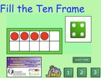 an image of a game board with numbers and dices on it that says fill the ten frame