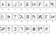 the symbols for different types of letters and numbers are shown in black and white ink