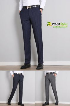 This stripe dress slim regular pants are perfect for any casual or formal occasion. Dress pant is the ultimate dress for traveling on the go business gentlemen.  Man Clasic Business Mens Formal Trousers| men's business casual outfits work attire | men's apparel outfits #mensdresspants #styles #menswear #pants #mensfashionstyles Menswear Pants, Wardrobe Men