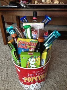 a bucket filled with lots of different types of candy