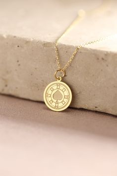 Gold Four Aces Pendant - Poker Gold Necklace ● Material of pendant: Solid Gold 14k ( REAL GOLD ) ● Metal Stamp: 14k ( REAL GOLD ) ● The pendant is available in 5 sizes: - 12,7 mm / 0.5 inches (Diameter) - 14,0 mm / 0,55 inches ( Diameter ) In the photos - 15,3 mm / 0.6 inches ( Diameter ) - 16,5 mm / 0,65 inches ( Diameter ) - 19,1 mm / 0,75 inches ( Diameter ) ( In the photos the size is 14mm / 0.55 inches Diameter ) ( Jump Ring inner diameter: 4 mm ) ● Material of chain: Solid gold 14k ( REAL Ace Gold Necklace, Ouroboros Jewelry, Snake Pendant, Cycle Of Life, Snake Jewelry, Ancient Symbols, Metal Stamping, Gold Style, Real Gold